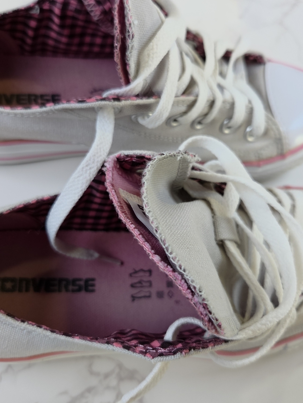 Converse Low Top Canvas Sneakers - Light Gray with Pink Accents(B19) - Picture 6 of 12